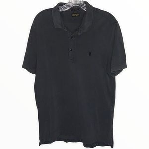 Allsaints distressed charcoal polo